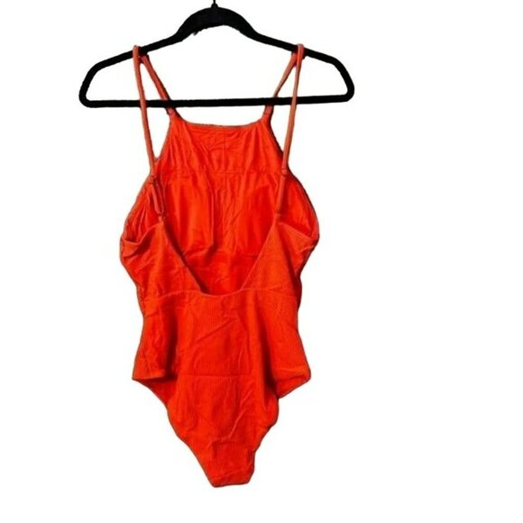 Andie Swim The Asbury Ribbed One Piece Swimsuit Bathing Suit Sire Orange Large - Picture 6 of 8